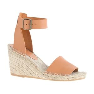 J.Crew Corsica Tumbled Leather Espadrille Wedges